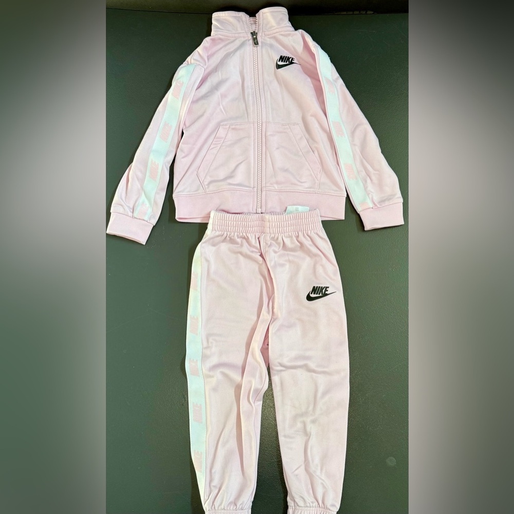 Nike Track Suit Pink/white Full-Zip Jacket Pants Baby Toddler 24 Months